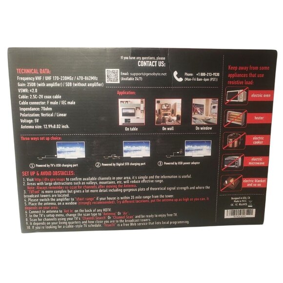 HD Digital TV Antenna Amplified Full HDTV Multiple Installations Easy Set Up NOB - Picture 3 of 4